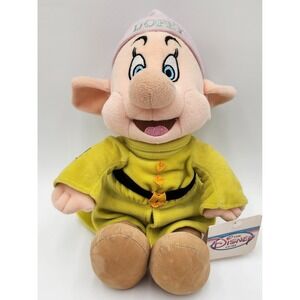 Disney Store Sitting Dopey Plush Snow White Seven Dwarfs 12" Green Purple NWT